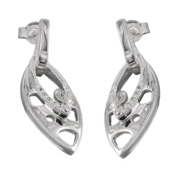 Paar Ohrringe Ohrhänger 30x12mm mit Zirkonia 925 Silber spitzoval Ohrschmuck