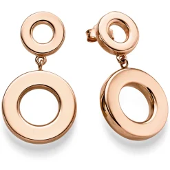 Paar Ohrringe Ohrhänger 33x18mm Ohrschmuck Kreise 585 Gold Rotgold glänzend