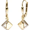 Paar Ohrringe Ohrhänger 8,1x23,2mm Rauten Rhombus mit Zirkonia 333 Gelbgold