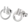 Paar Ohrringe Ohrstecker 585 Gold Weißgold mattiert 20 Diamanten 0,1 Ct. W-SI