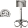 Paar Ohrringe Ohrstecker Halbkreise 950 Platin mattiert Diamanten 0,2 Ct. W-SI
