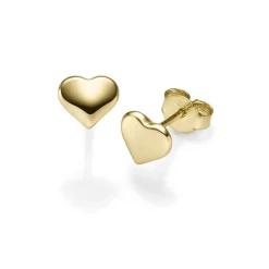 Paar Ohrringe Ohrstecker Herzen 7,2x6,2mm 585 Gold Gelbgold glänzend schlicht