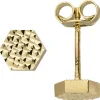 Paar Ohrringe Ohrstecker Hexagon Sechseck aus 333 Gold Gelbgold mit Struktur