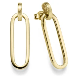 Paar Ohrringe 33,5x9,5mm Paper-Clip 585 Gold Gelbgold Ohrhänger Ohrschmuck