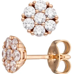 Paar Ohrstecker aus 333 Gold Rotgold mit Zirkonia weiß Ohrringe Ohrschmuck Damen