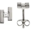 Paar Ohrstecker aus 950 Platin mattiert mit Diamanten Caree-Schliff 0,15 Ct W-SI