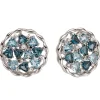 Paar Ohrstecker aus 585 Weißgold 20 Blautopase & 18 Brillanten 0.1Ct TW/SI Damen