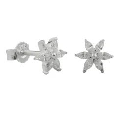 Paar Ohrstecker Blume oder Stern mit Zirkonia 8mm 925 Silber Kinder
