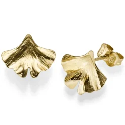 Paar Ohrstecker Ginkgoblatt aus 585 Gold Gelbgold Ohrringe Ohrschmuck