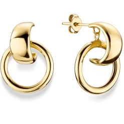 Paar Ohrstecker Halbcreolen mit Kreis 23,5x17mm aus 585 Gold Gelbgold glänzend