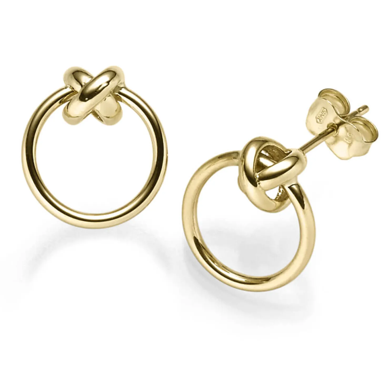 Paar Ohrstecker Knoten mit Ring Ø12,5mm aus 585 Gelbgold Ohrringe Ohrschmuck