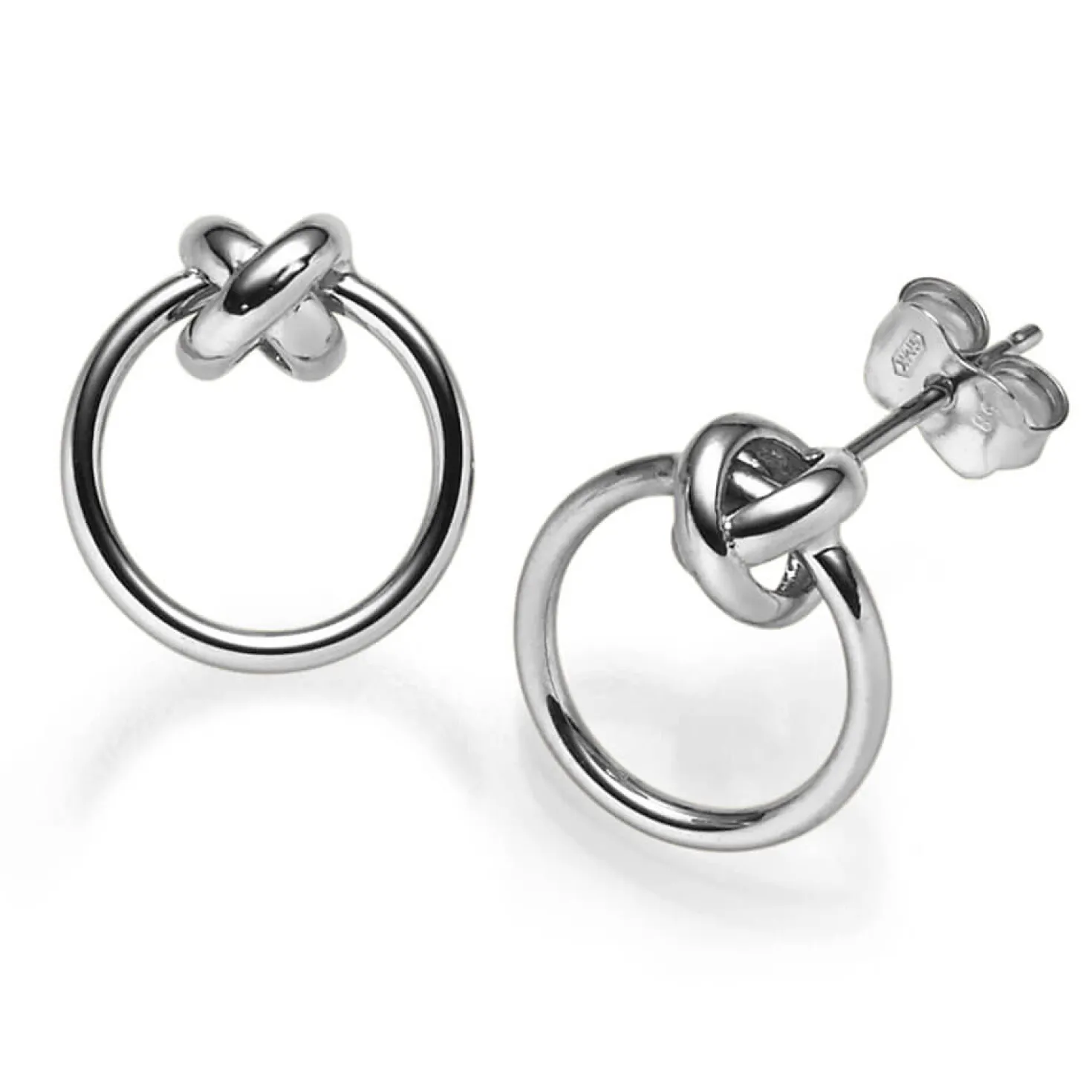 Paar Ohrstecker Knoten mit Ring Ø12,5mm aus 585 Weißgold Ohrringe Ohrschmuck