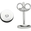 Paar Ohrstecker Kreise mit Zirkonia in der Mitte Ø6,3mm 925 Silber rhodiniert