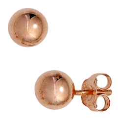 Paar Ohrstecker Kugel 6mm aus 925 Silber rotvergoldet Ohrschmuck Damen