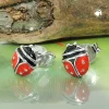Paar Ohrstecker Marienkäfer 7x6mm rot-schwarz emailliert 925 Silber Kinder