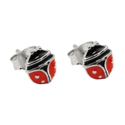 Paar Ohrstecker Marienkäfer 7x6mm rot-schwarz emailliert 925 Silber Kinder