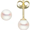 Paar Ohrstecker mit Akoya Perlen 5mm rund 585 Gold Gelbgold Ohrschmuck Damen