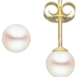 Paar Ohrstecker mit Süßwasser Perlen 5,5mm 585 Gold Gelbgold Ohrschmuck Damen