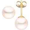 Paar Ohrstecker mit Süßwasser Perlen 6,5mm 585 Gold Gelbgold Ohrschmuck Damen