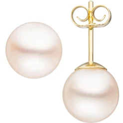 Paar Ohrstecker mit Süßwasser Perlen 8,5mm 333 Gold Gelbgold Ohrschmuck Damen