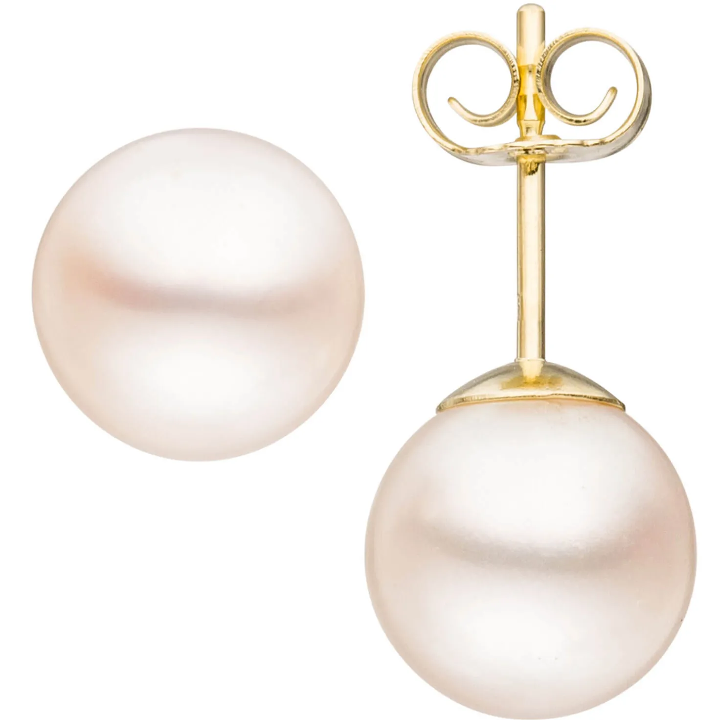 Paar Ohrstecker mit Süßwasser Perlen 8,5mm 585 Gold Gelbgold Ohrschmuck Damen