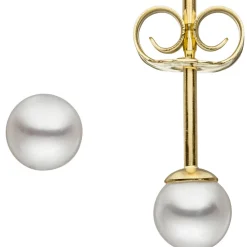 Paar Ohrstecker mit Süßwasser Perlen 4,5mm 585 Gold Gelbgold Ohrschmuck Damen