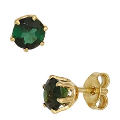Paar Ohrstecker mit Turmalin grün 585 Gold Gelbgold Ohrschmuck Damen