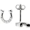 Paar Ohrstecker 8mm Hufeisen aus 925 Silber mit 12 Zirkonia Ohrschmuck Ohrringe