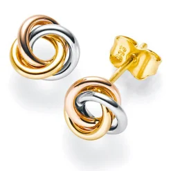 Paar Ohrstecker 8mm Knoten 585 Gold gelb/weiß/rot Ohrschmuck tricolor