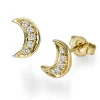 Paar Ohrstecker Mond aus 585 Gold Gelbgold mit 10 Diamanten 0,12ct TW-SI