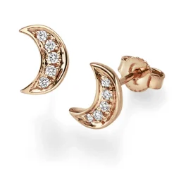 Paar Ohrstecker Mond aus 585 Gold Rotgold mit 10 Diamanten 0,12ct TW-SI