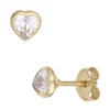 Paar Ohrstecker Ohrringe Herz Herzen Zirkonia weiß 333 Gold Gelbgold
