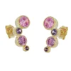 Paar Ohrstecker Ohrringe 14x5mm mit Zirkonia pink-lila aus 9Kt 375 Gold Gelbgold