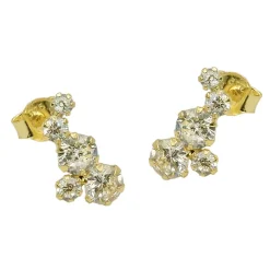 Paar Ohrstecker Ohrring 12x6mm Bogen je 5 Zirkonia aus 9Kt 375 Gold Gelbgold