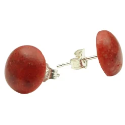 Paar Ohrstecker Ohrschmuck aus Koralle Schaumkoralle 10mm & 925 Sterling-Silber