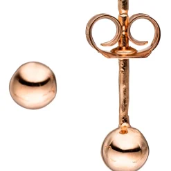 Paar Ohrstecker Ohrschmuck kleine Kugel 4mm glänzend 925 Silber rotgoldvergoldet