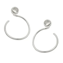 Paar Ohrstecker Ohrspirale 15mm mit Zirkonia 925 Silber Ohrschmuck Damen