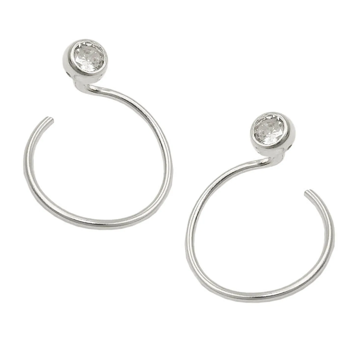 Paar Ohrstecker Ohrspirale 15mm mit Zirkonia 925 Silber Ohrschmuck Damen