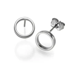 Paar Ohrstecker Ring Ø9mm aus 585 Weißgold Ohrringe Ohrschmuck schlicht glänzend