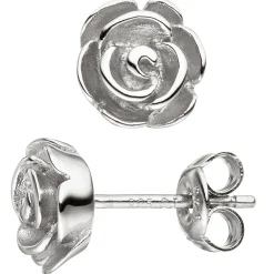 Paar Ohrstecker Rose Rosen aus 925 Silber mattiert Ohrringe Ohrschmuck für Damen