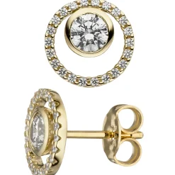 Paar Ohrstecker rund aus 333 Gold Gelbgold mit Zirkonia weiß rundum Ohrschmuck