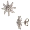 Paar Ohrstecker Stecker Blume Edelweiß aus 925 echt Silber rhodiniert