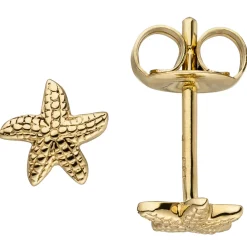 Paar Ohrstecker Stecker Goldohrringe, Seestern, 585 Gold Gelbgold, Damen
