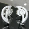 Paar Ohrstecker Stecker Halbmond mit Mondgesicht, 925 Silber, Damen