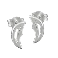 Paar Ohrstecker Stecker Halbmond mit Mondgesicht, 925 Silber, Damen