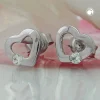 Paar Ohrstecker Stecker Herz Herzen mit Zirkonia weiß 925 Silber