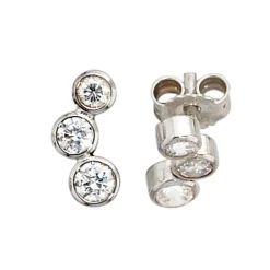 Paar Ohrstecker Stecker jeweils 3 Zirkonia weiß 925 Silber Ohrschmuck