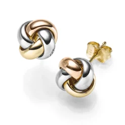 Paar Ohrstecker Stecker Ohrringe Knoten 10,5mm 585 Gold gelb/rot/weiß tricolor