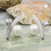 Paar Ohrstecker Stecker Ohrringe Ohrschmuck, Bogen mit Kristallperle, 925 Silber