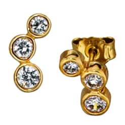Paar Ohrstecker Stecker Ohrschmuck mit 6 Zirkonia, 333 Gold Gelbgold